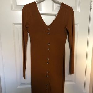 Ribbed Button Midi Dress